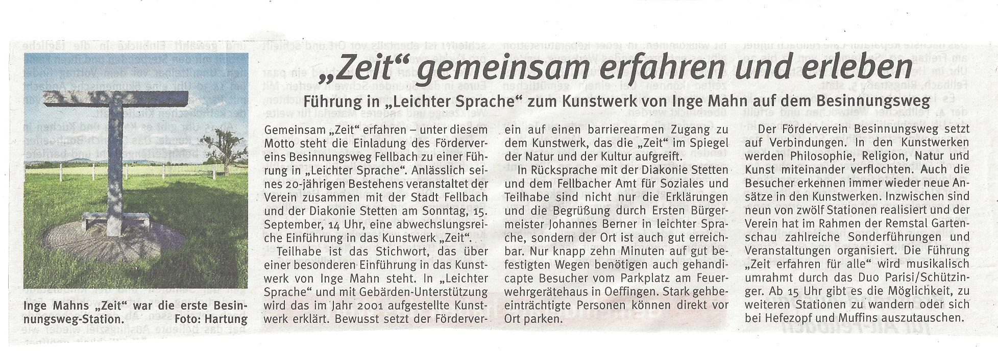 190911 Stadtanzeiger Zeit erfahren